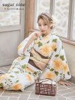 画像2: 【浴衣セール】【浴衣】白地に黄色い花浴衣セット（OBI-hira-100-ok-2-BRxBE/ HIMO-900-yn-7-MOC/ Yobi-030-BR /GETA-02-ok-2-IV）[YMT] (2)