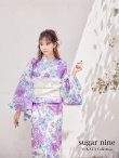 画像2: 【浴衣】白地×華やかなボタニカル浴衣セット（19obi-3/Yheko-030-WH/19himo-BL/ CG-18-PL）[YMT] (2)