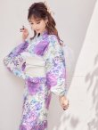 画像9: 【浴衣】白地×華やかなボタニカル浴衣セット（19obi-3/Yheko-030-WH/19himo-BL/ CG-18-PL）[YMT] (9)