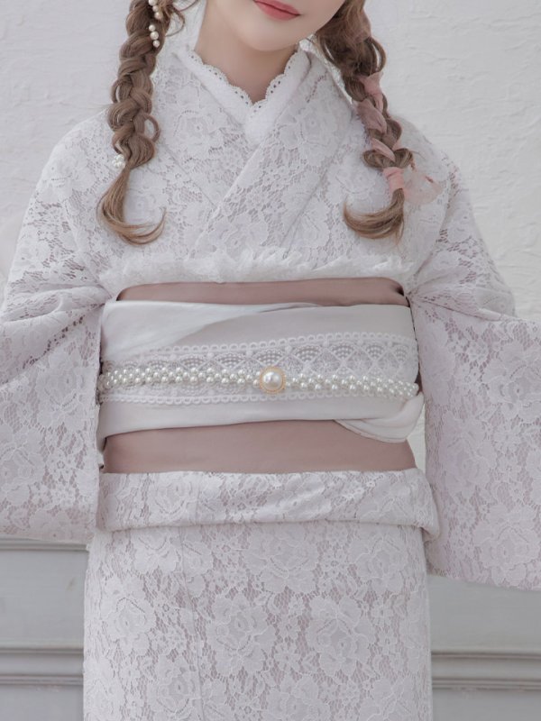 画像5: 【即日発送】【浴衣】ピンク地×白レース浴衣 【浴衣３点セット 浴衣/帯/下駄】[YMT] (5)