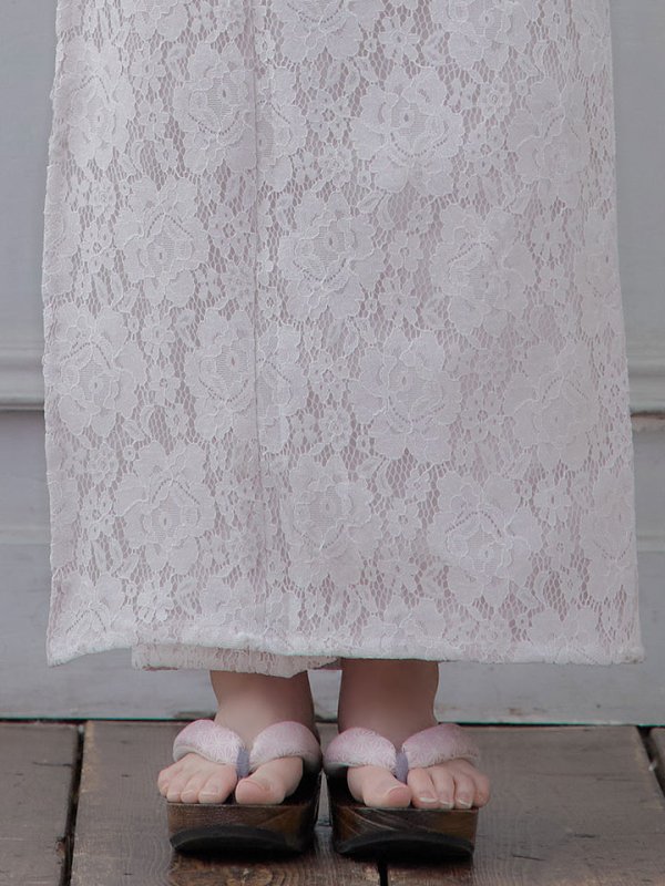 画像7: 【即日発送】【浴衣】ピンク地×白レース浴衣 【浴衣３点セット 浴衣/帯/下駄】[YMT] (7)