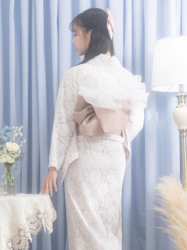 画像11: 【即日発送】【浴衣】ピンク地×白レース浴衣【浴衣３点セット 浴衣/帯/下駄】[YMT] (11)