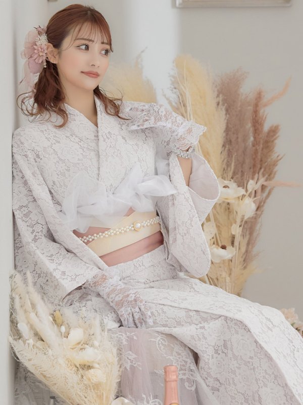 画像6: 【即日発送】【浴衣】ピンク地×白レース浴衣 【浴衣３点セット 浴衣/帯/下駄】[YMT] (6)