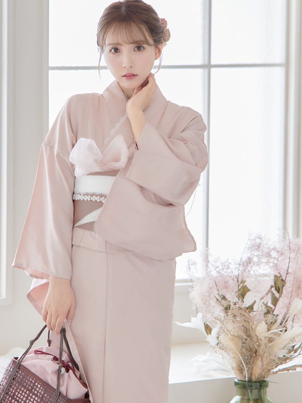 画像10: 【即日発送】【浴衣】ピンク無地浴衣 【浴衣３点セット 浴衣/帯/下駄】[YMT] (10)