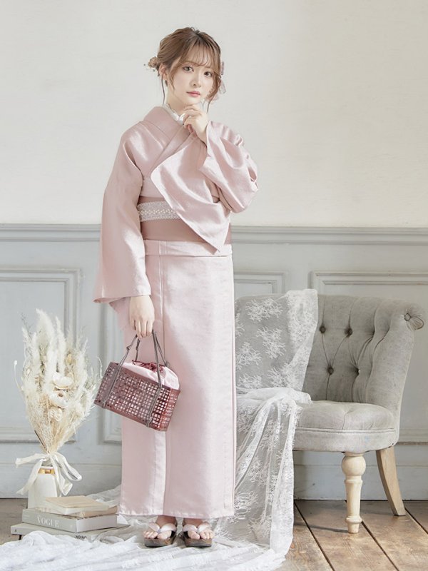 画像10: 【即日発送】【浴衣】ピンク無地浴衣 【浴衣３点セット 浴衣/帯/下駄】[YMT] (10)