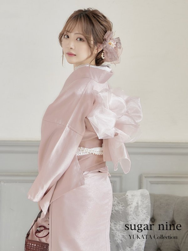 画像2: 【即日発送】【浴衣】ピンク無地浴衣 【浴衣３点セット 浴衣/帯/下駄】[YMT] (2)