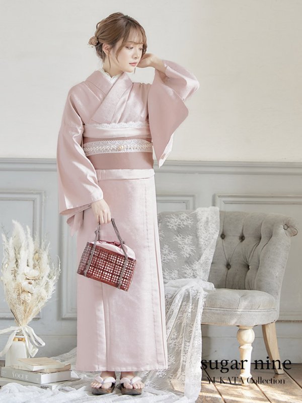 画像3: 【即日発送】【浴衣】ピンク無地浴衣 【浴衣３点セット 浴衣/帯/下駄】[YMT] (3)