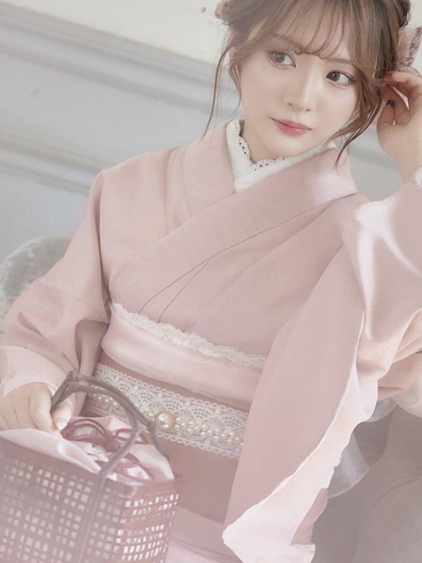 画像5: 【即日発送】【浴衣】ピンク無地浴衣 【浴衣３点セット 浴衣/帯/下駄】[YMT] (5)