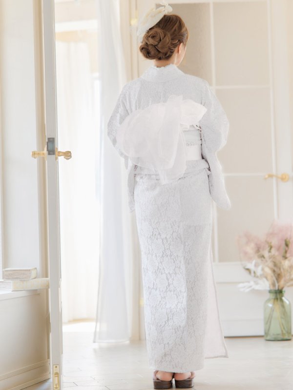 画像9: 【即日発送】【浴衣セール】白レース浴衣 【浴衣３点セット 浴衣/帯/下駄】[YMT] (9)