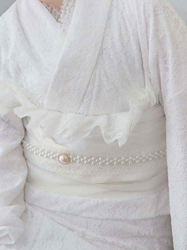 画像5: 【即日発送】【浴衣セール】白レース浴衣 【浴衣３点セット 浴衣/帯/下駄】[YMT] (5)