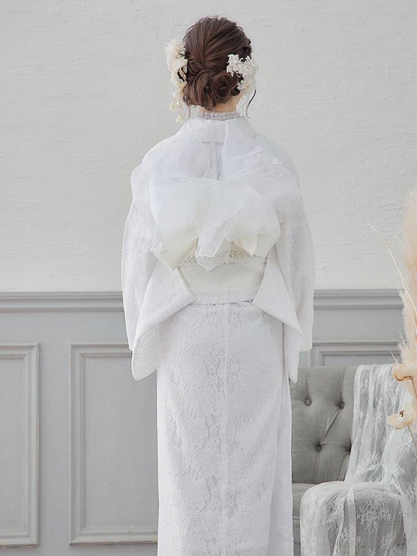 画像8: 【即日発送】【浴衣セール】白レース浴衣 【浴衣３点セット 浴衣/帯/下駄】[YMT] (8)