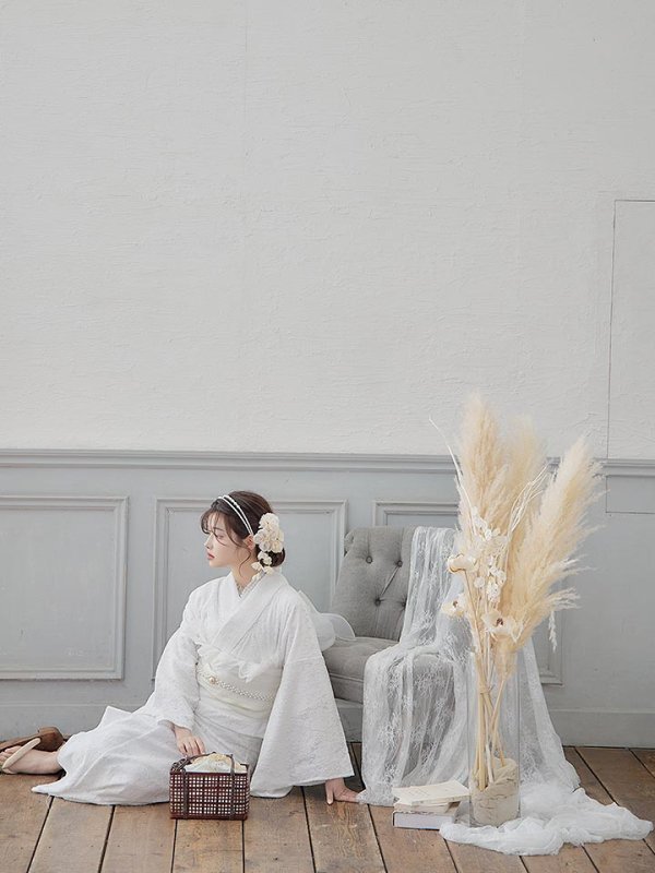 画像9: 【即日発送】【浴衣セール】白レース浴衣 【浴衣３点セット 浴衣/帯/下駄】[YMT] (9)