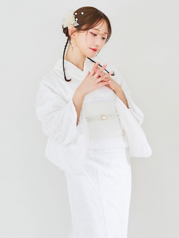 画像11: 【即日発送】【浴衣セール】白レース浴衣 【浴衣３点セット 浴衣/帯/下駄】[YMT] (11)