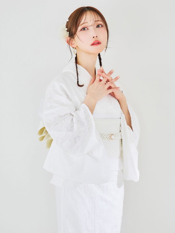 画像9: 【即日発送】【浴衣セール】白レース浴衣 【浴衣３点セット 浴衣/帯/下駄】[YMT] (9)