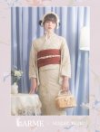 画像1: 【浴衣セール】【浴衣】ベージュ地x小花柄浴衣 【浴衣３点セット 浴衣/帯/下駄】  OBI-siwa-200-kj-10-TRC / HIMO-900-yn-7-MOC /  HEKO-800-sb-3-BR / GETA-02-ok-2-IV [YMT] (1)