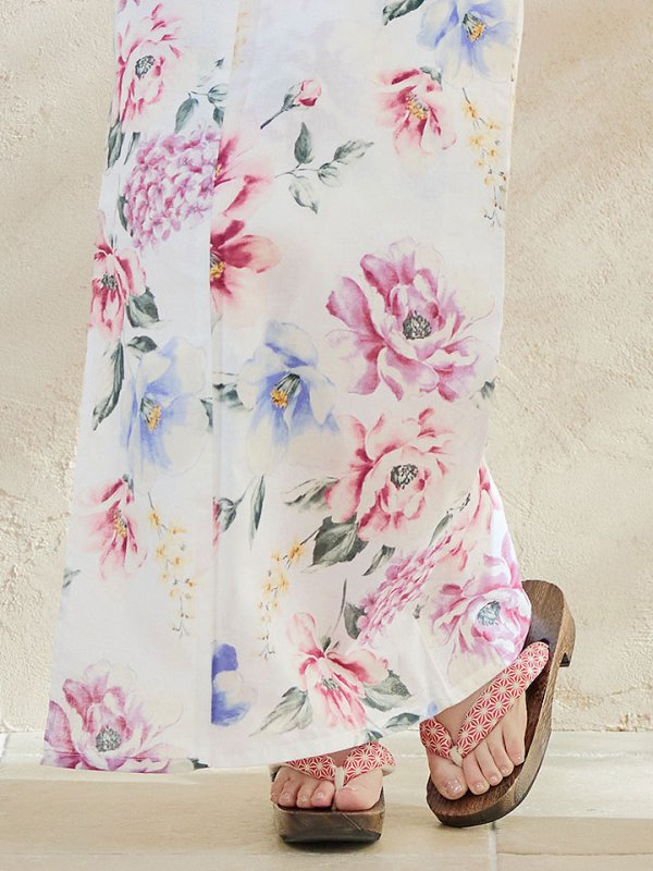 画像8: 【即日発送】【浴衣】白地×ボタニカル牡丹浴衣【浴衣３点セット 浴衣/帯/下駄】[YMT] (8)