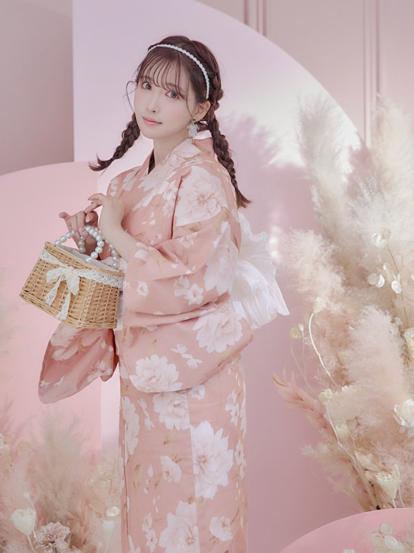 画像11: 【即日発送】【浴衣】くすみピンク地のホワイト牡丹浴衣【浴衣３点セット 浴衣/帯/下駄】[YMT] (11)