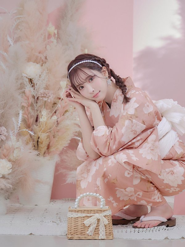 画像17: 【即日発送】【浴衣】くすみピンク地のホワイト牡丹浴衣【浴衣３点セット 浴衣/帯/下駄】[YMT] (17)