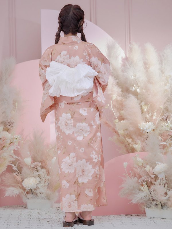 画像9: 【即日発送】【浴衣】くすみピンク地のホワイト牡丹浴衣【浴衣３点セット 浴衣/帯/下駄】[YMT] (9)