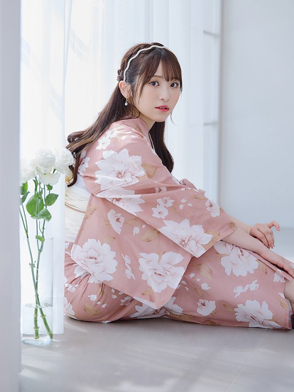 画像13: 【即日発送】【浴衣】くすみピンク地のホワイト牡丹浴衣【浴衣３点セット 浴衣/帯/下駄】[YMT] (13)