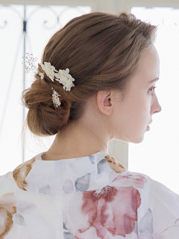 画像6: 【即日発送】【浴衣】白地x暖色椿浴衣【浴衣３点セット 浴衣/帯/下駄】[YMT] (6)