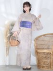 画像4: 【即日発送】【浴衣】ベージュ地に線画の椿浴衣 【浴衣３点セット 浴衣/帯/下駄】   OBI-g-500-kj-9-NV  / HIMO-900-yn-4-GYxGY / YA-953-kn-BL / HEKO-800-sb-5-W / GETA-02-ok-2-IV[YMT] (4)