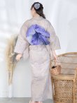 画像8: 【即日発送】【浴衣】ベージュ地に線画の椿浴衣 【浴衣３点セット 浴衣/帯/下駄】   OBI-g-500-kj-9-NV  / HIMO-900-yn-4-GYxGY / YA-953-kn-BL / HEKO-800-sb-5-W / GETA-02-ok-2-IV[YMT] (8)