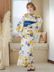 画像4: 【即日発送】【浴衣】ブルーxイエローローズ 薔薇 バラ 浴衣 siwa33/ Yhimo-GY×GD/ YA-1081-kj-IV/ YA-1081-kj-BR / HEKO-800-sb-5-W/ GETA-02-ok-2-IV [YMT] (4)