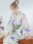 画像14: 【即日発送】クリームストライプ地x紫陽花浴衣 OBI-g-500-kj-6-GR / HIMO-900-yn-5-IV / HEKO-800-sb-5-WH / YA-81-kn-W / GETA-02-ok-2-IV/ [YMT] (14)