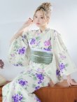 画像4: 【即日発送】クリームストライプ地x紫陽花浴衣 OBI-g-500-kj-6-GR / HIMO-900-yn-5-IV / HEKO-800-sb-5-WH / YA-81-kn-W / GETA-02-ok-2-IV/ [YMT] (4)