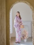 画像10: 【即日発送】【浴衣セール】ピンクストライプ地x紫陽花浴衣 【浴衣３点セット 浴衣/帯/下駄】[YMT] (10)