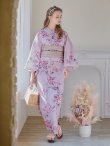 画像4: 【即日発送】【浴衣セール】ピンクストライプ地x紫陽花浴衣 【浴衣３点セット 浴衣/帯/下駄】[YMT] (4)