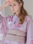 画像5: 【即日発送】【浴衣セール】ピンクストライプ地x紫陽花浴衣 【浴衣３点セット 浴衣/帯/下駄】[YMT] (5)