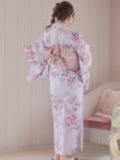 画像8: 【浴衣セール】ピンクストライプ地x紫陽花浴衣  【浴衣３点セット 浴衣/帯/下駄】  OBI-siwa-202-ok-1-BE / HIMO-900-yn-7-MOC / YA-1079-kj-4-W / HEKO-800-sb-3-BR / GETA-02-ok-5-P [YMT] (8)