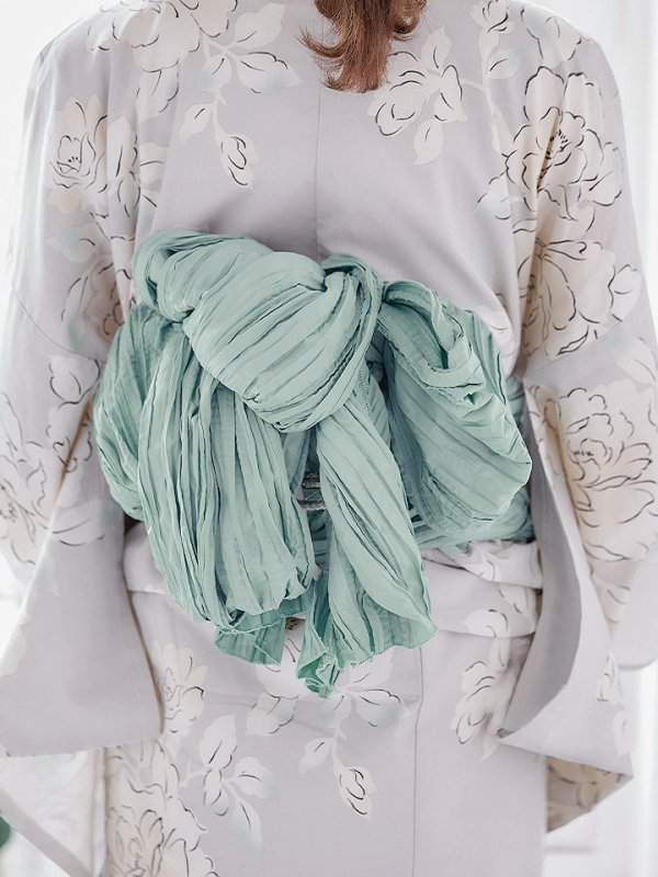 画像6: 【即日発送】【浴衣】グレー地にガーリー牡丹浴衣 【浴衣３点セット 浴衣/帯/下駄】[YMT] (6)