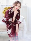画像7: 【即日発送】【浴衣】エンジ×モダンハイビスカス浴衣 OBI-siwa-202-ok-14-MUS / HIMO-900-yn-7-MOC / YA-1081-kj-P / GETA-02-ok-7-R [YMT] (7)