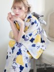 画像1: 【即日発送】【浴衣】イエローとブルーのニュアンス牡丹浴衣 OBI-hira-100-ok-5-GYxSV / HIMO-900-yn-4-GYxGY / YA-953-kn-W / HEKO-800-sb-5-W / GETA-02-ok-2-IV [YMT] (1)