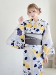 画像11: 【即日発送】【浴衣】イエローとブルーのニュアンス牡丹浴衣 OBI-hira-100-ok-5-GYxSV / HIMO-900-yn-4-GYxGY / YA-953-kn-W / HEKO-800-sb-5-W / GETA-02-ok-2-IV [YMT] (11)
