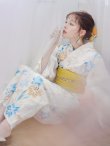 画像10: 【即日発送】ブルーとイエローのニュアンス水仙浴衣  OBI-siwa-202-ok-14-MUS / HIMO-900-yn-7-MOC / YA-950-kn-Y / HEKO-800-sb-6-YEBE / GETA-02-ok-2-IV [YMT] (10)