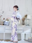 画像9: 【即日発送】白地xパープルグラデーション浴衣   OBI-hira-100-ok-8-PLxLPL / HIMO-900-yn-4-GYxGY / YA-1023-wk-BL / HEKO-800-sb-5-W / GETA-02-ok-6-PL [YMT] (9)
