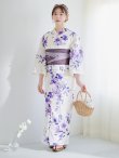 画像14: 【即日発送】白地xパープルグラデーション浴衣 OBI-hira-100-ok-8-PLxLPL / HIMO-900-yn-4-GYxGY / HEKO-800-sb-5-WH / A939kj-7 / GETA-02-ok-6-PL/ [YMT] (14)