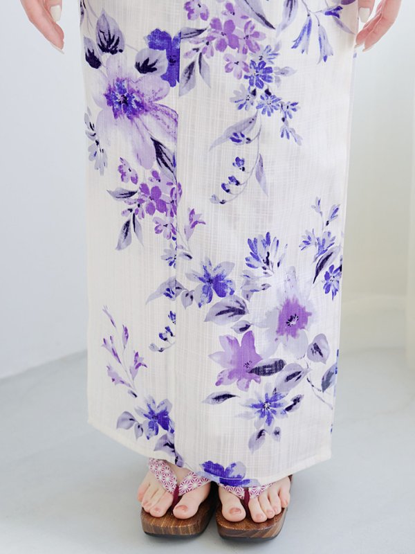 画像18: 【即日発送】白地xパープルグラデーション浴衣【浴衣３点セット 浴衣/帯/下駄】[YMT] (18)