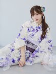 画像1: 【即日発送】白地xパープルグラデーション浴衣 OBI-hira-100-ok-8-PLxLPL / HIMO-900-yn-4-GYxGY / HEKO-800-sb-5-WH / YA-1023-wk-BL / GETA-02-ok-6-PL/ [YMT] (1)