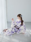 画像10: 【即日発送】白地xパープルグラデーション浴衣 OBI-hira-100-ok-8-PLxLPL / HIMO-900-yn-4-GYxGY / HEKO-800-sb-5-WH / YA-1023-wk-BL / GETA-02-ok-6-PL/ [YMT] (10)