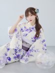 画像12: 【即日発送】白地xパープルグラデーション浴衣 OBI-hira-100-ok-8-PLxLPL / HIMO-900-yn-4-GYxGY / HEKO-800-sb-5-WH / YA-1023-wk-BL / GETA-02-ok-6-PL/ [YMT] (12)