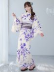 画像4: 【即日発送】白地xパープルグラデーション浴衣 OBI-hira-100-ok-8-PLxLPL / HIMO-900-yn-4-GYxGY / HEKO-800-sb-5-WH / YA-1023-wk-BL / GETA-02-ok-6-PL/ [YMT] (4)