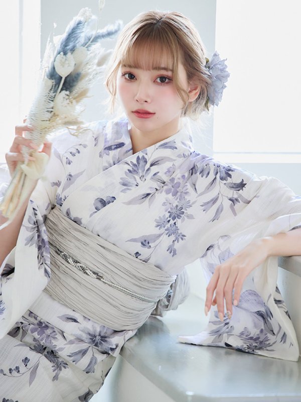 画像10: 【即日発送！】可憐なニュアンスパープル鈴蘭浴衣 【浴衣３点セット 浴衣/帯/下駄】[YMT] (10)