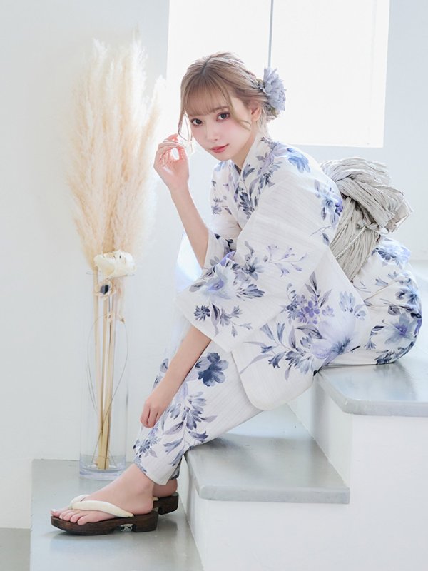 画像11: 【即日発送！】可憐なニュアンスパープル鈴蘭浴衣 【浴衣３点セット 浴衣/帯/下駄】[YMT] (11)