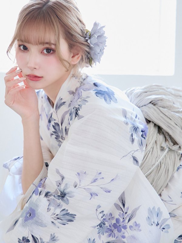 画像16: 【即日発送！】可憐なニュアンスパープル鈴蘭浴衣 【浴衣３点セット 浴衣/帯/下駄】[YMT] (16)