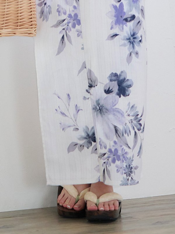 画像7: 【即日発送！】可憐なニュアンスパープル鈴蘭浴衣 【浴衣３点セット 浴衣/帯/下駄】[YMT] (7)